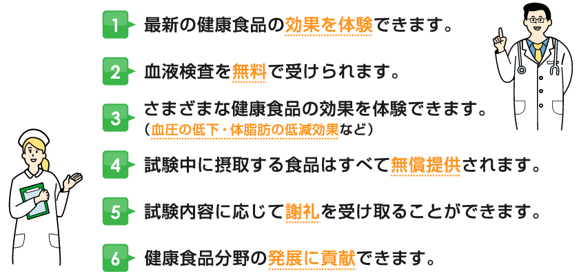 健康食品試験に参加するメリット　イラスト